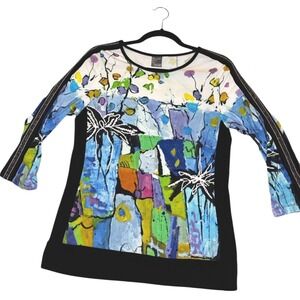 Dolcezza Simply Art Modernist Top Blouse‎ sz SM Excellent! Made in Turkey